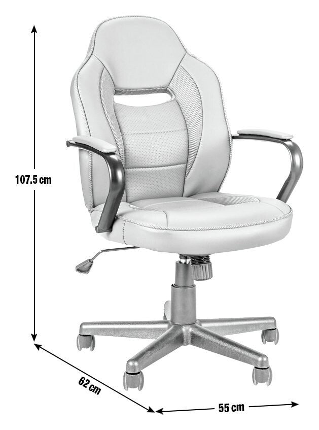 Faux Leather Gaming Chair Grey | Adjustable Swivel Tilt PC Ergonomic Comfort