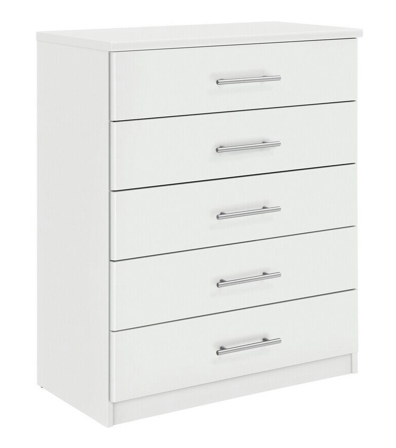 Home Normandy 5 Drawer Chest of Drawers White | Storage Furniture for Bedroom