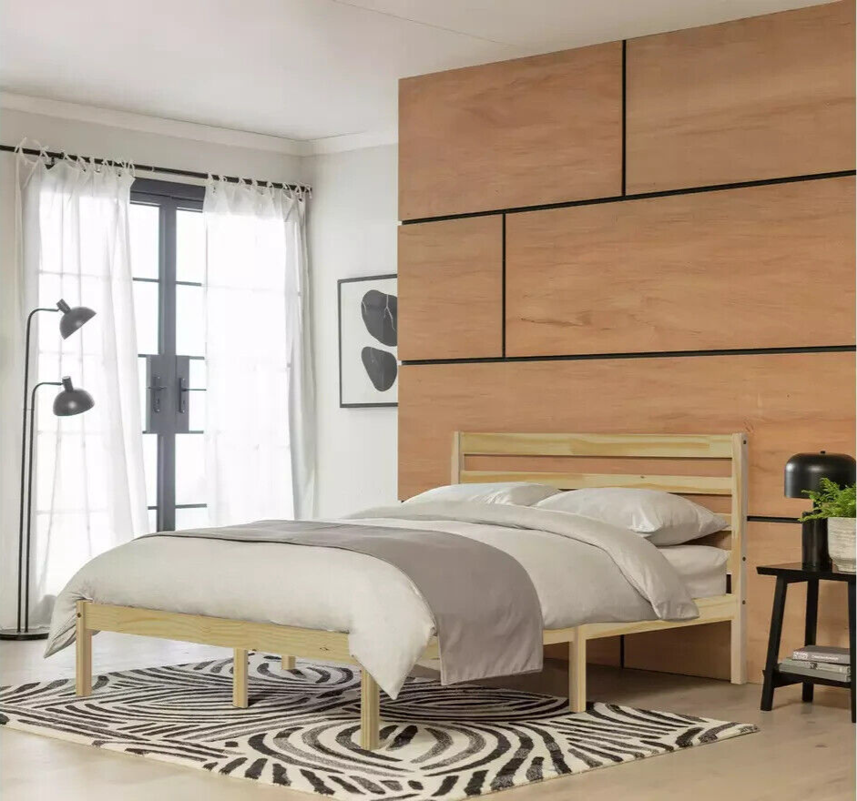 Home Kaycie Small Double Wooden Bed Frame - Pine | Sturdy Durable Furniture