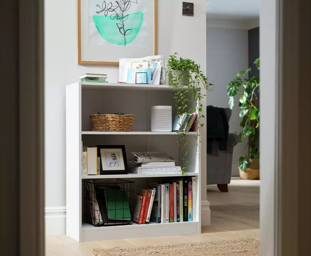 Maine Short Bookcase - White