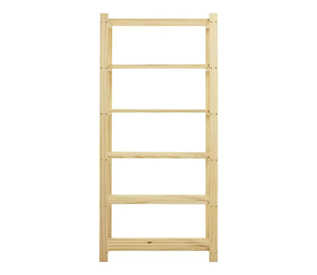 Home Karee 6 Tier Shelving Unit - Natural | Wood Effect Storage Shelf Bookcase