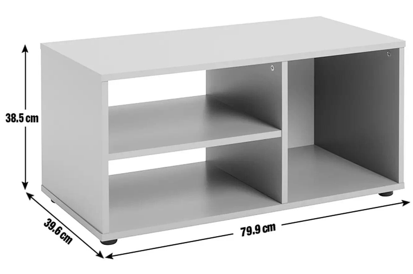 Malibu TV Unit Grey 80cm | Compact Entertainment Stand Open Shelves