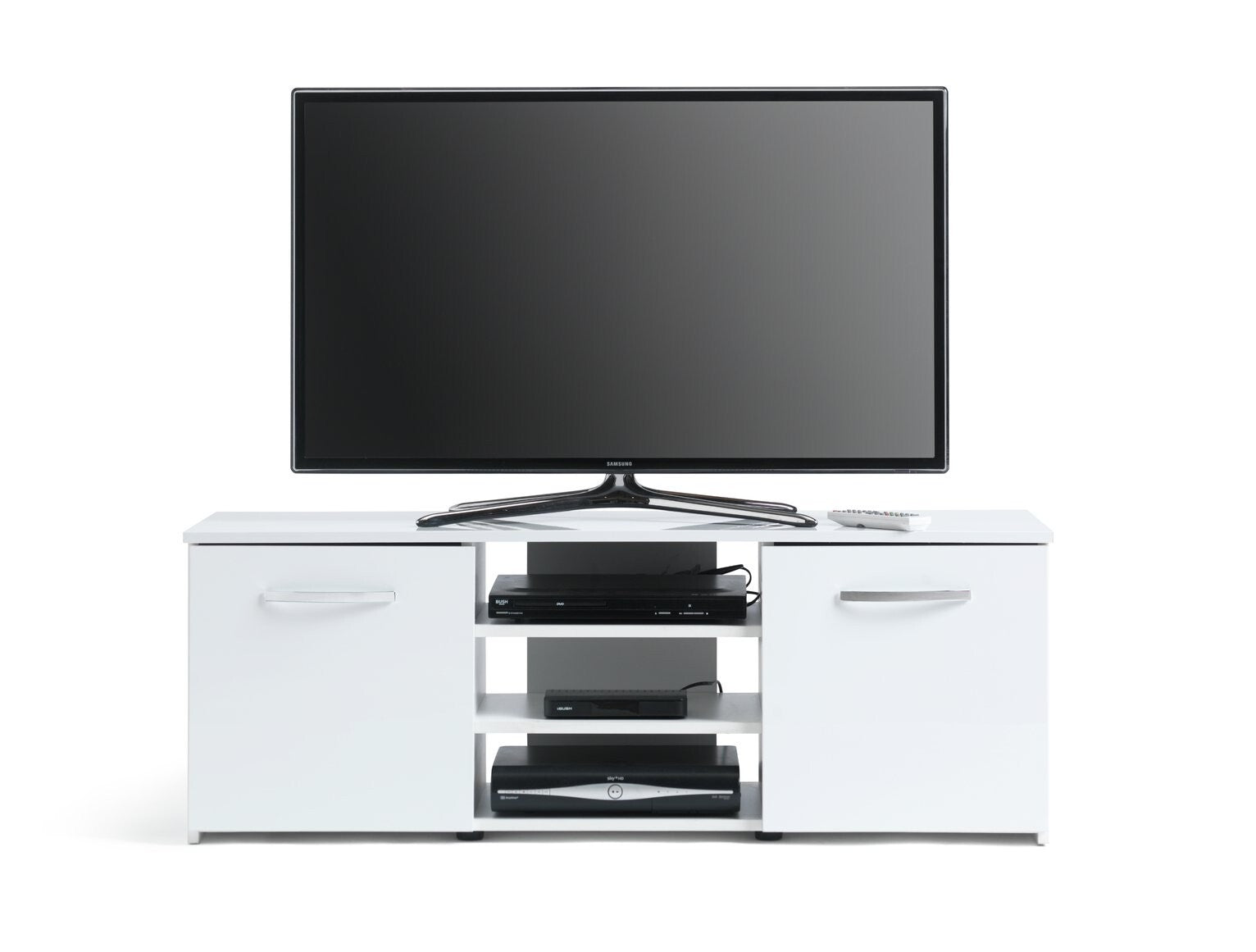 Hayward 2 Door Small TV Unit White Gloss | Modern TV Stand Storage Cabinet
