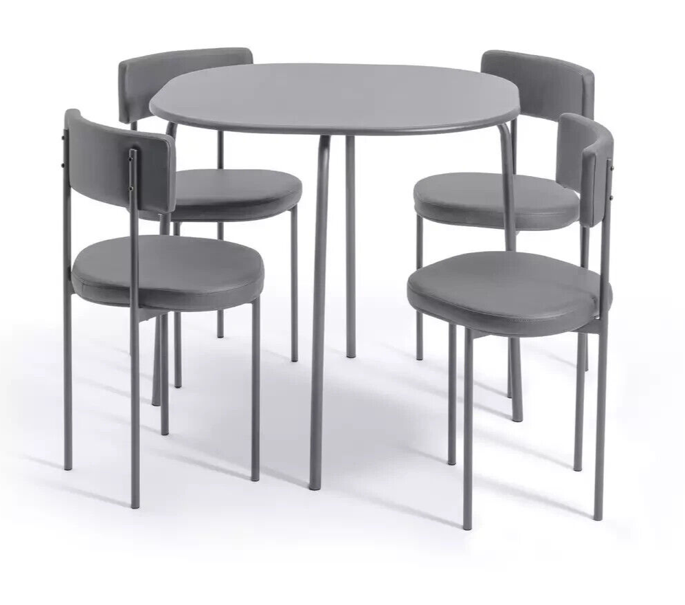 Habitat Jayla Metal Dining Table & 4 Grey Chairs