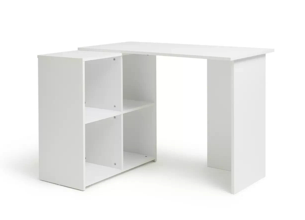 Home Malibu Corner Office Desk White | Modern Workstation Furniture ( B Grade )