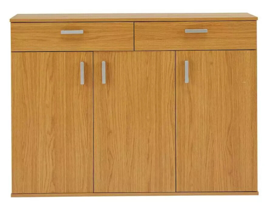Venetia Large 3 Door 2 Drawer Shoe Cabinet Oak effect