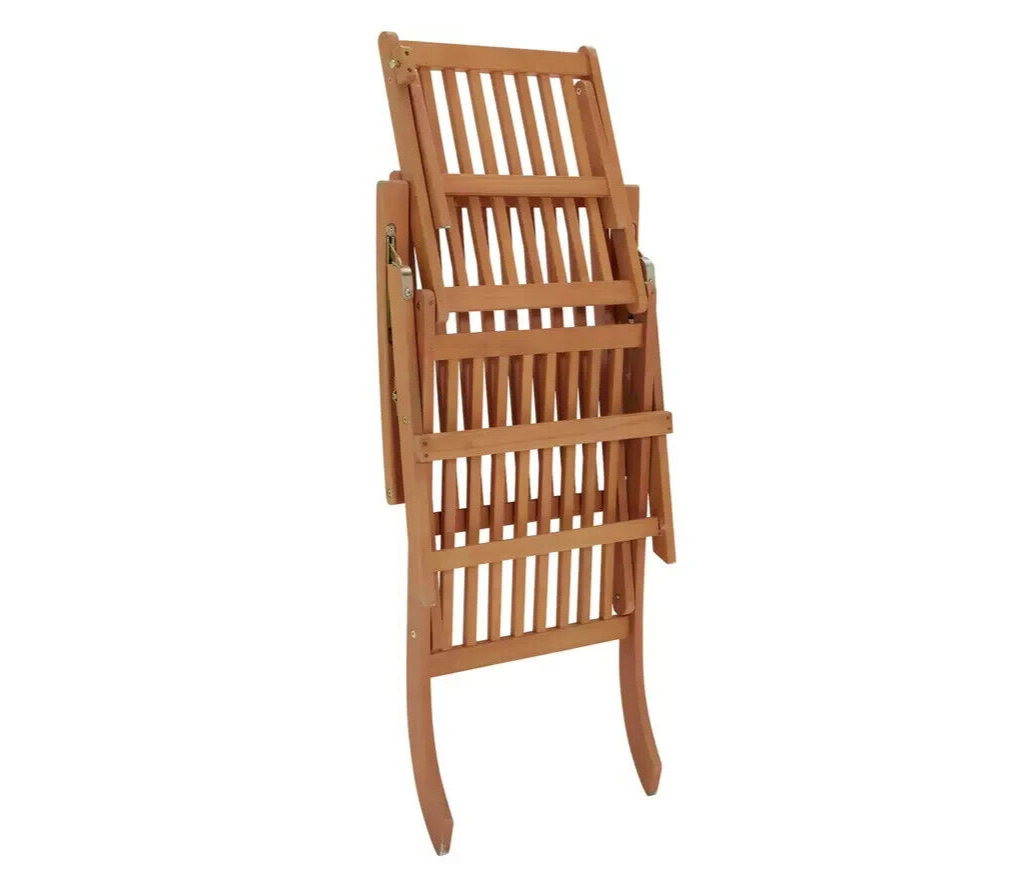 Folding Wooden Sun Lounger - Black & White