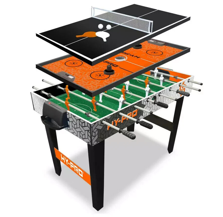 Hy-Pro 3 in 1 Multi Games Table | Foosball Air Hockey Table Tennis Kids Game Set