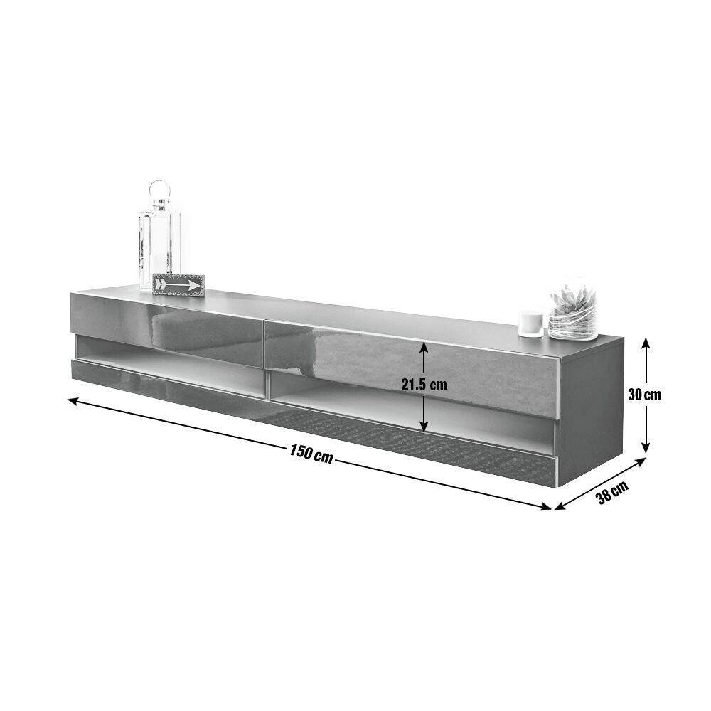 GFW Galicia 150cm LED Wall TV Unit - Black