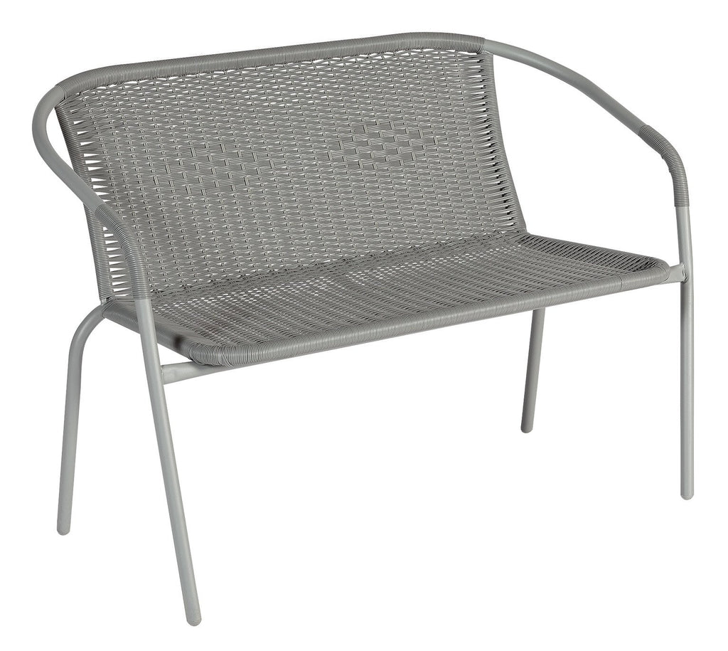 Steel Wicker 2 Seater Garden Bench - Grey