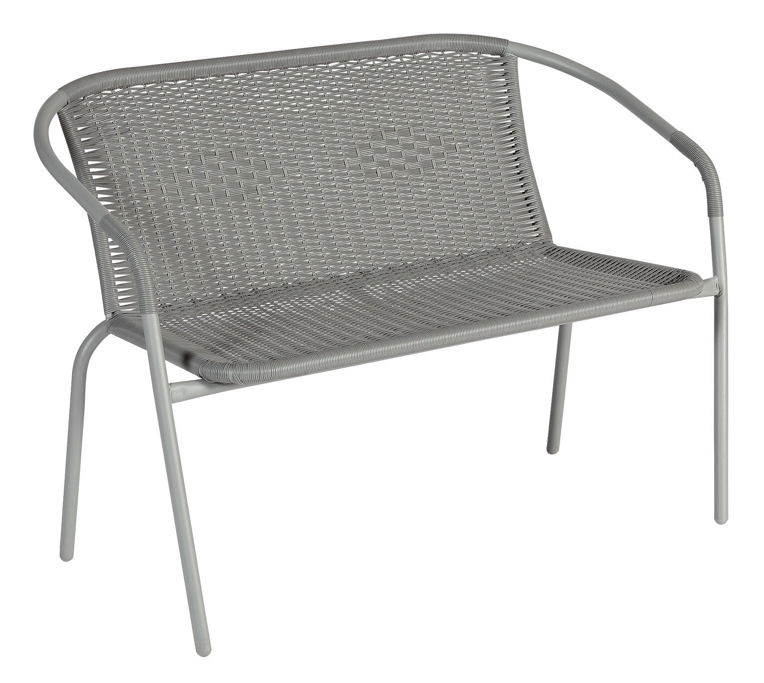 Steel Wicker 2 Seater Garden Bench - Grey