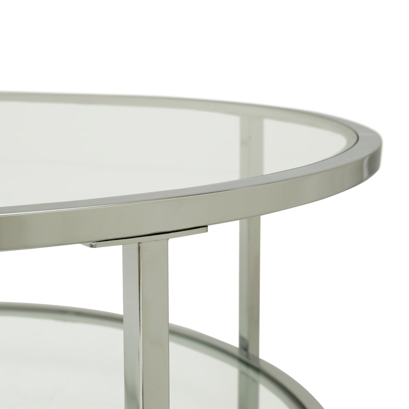 Habitat Home Boutique Round Coffee Table - Silver | Glass Top Modern Living Room
