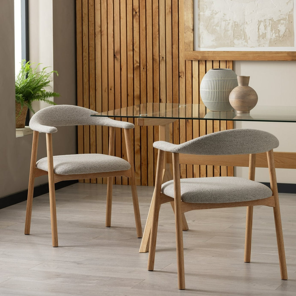 Lex Pair of Fabric Dining Chairs - Natural