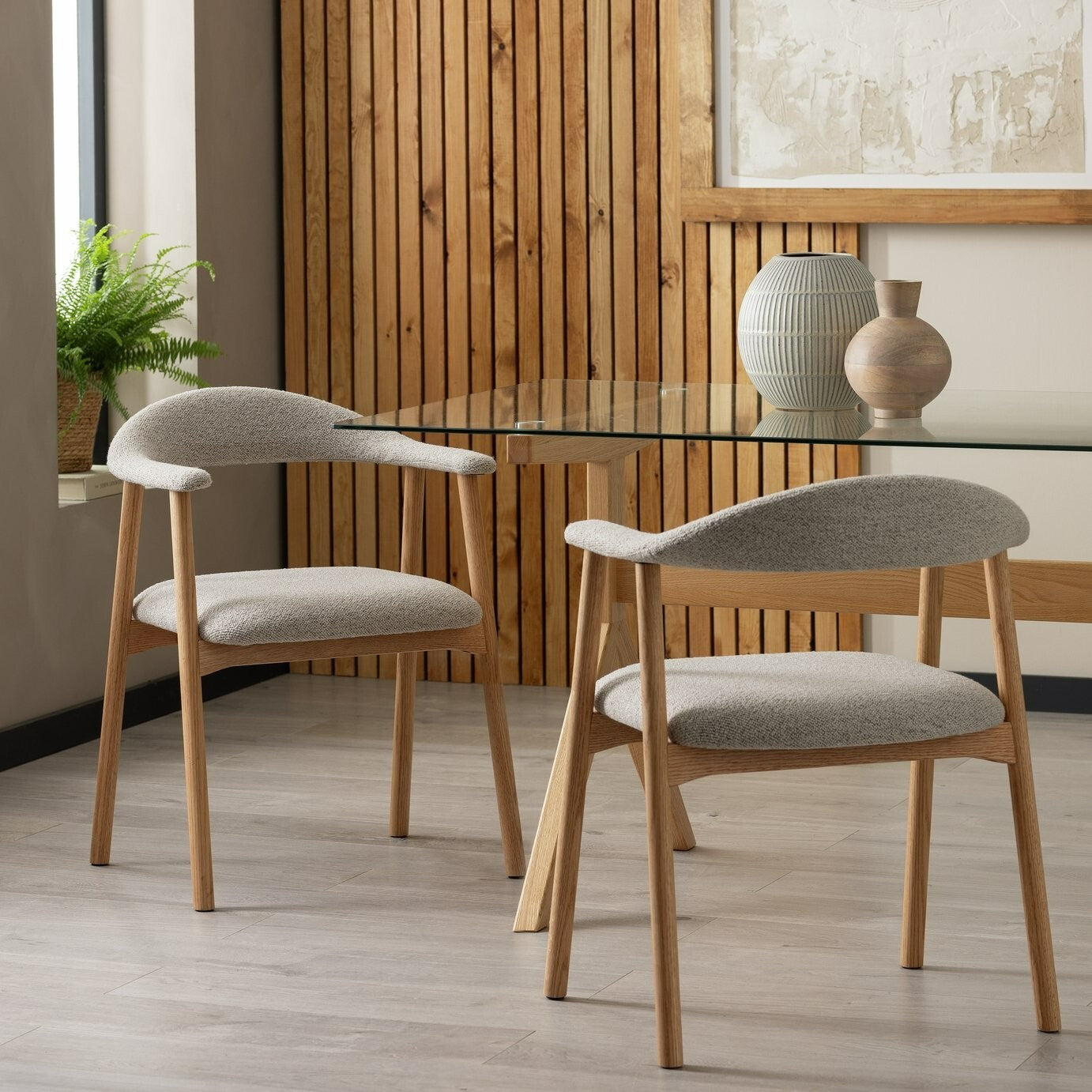 Lex Pair of Fabric Dining Chairs - Natural