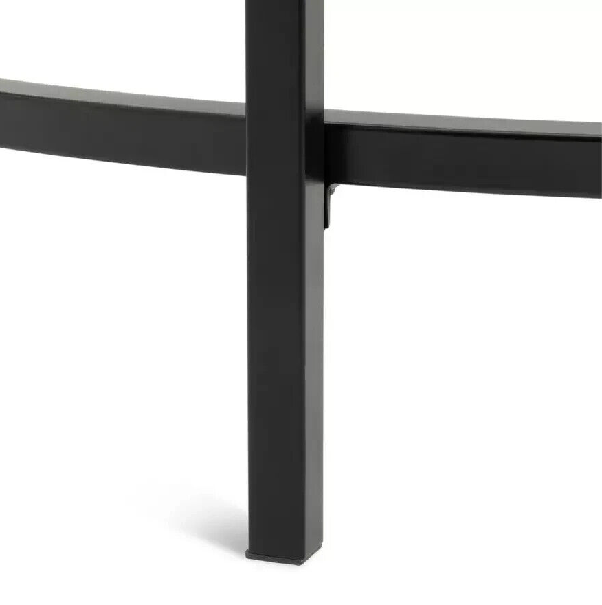 Home Boutique Round Coffee Table - Black | Glass Top Modern Living Room Table