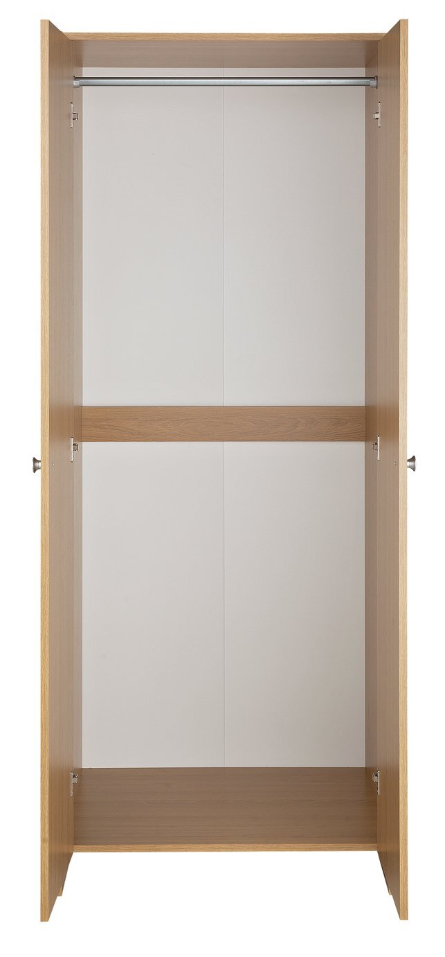 Home Seville 2 Door Wardrobe Oak Effect | Clothes Storage Cabinet for Bedroom