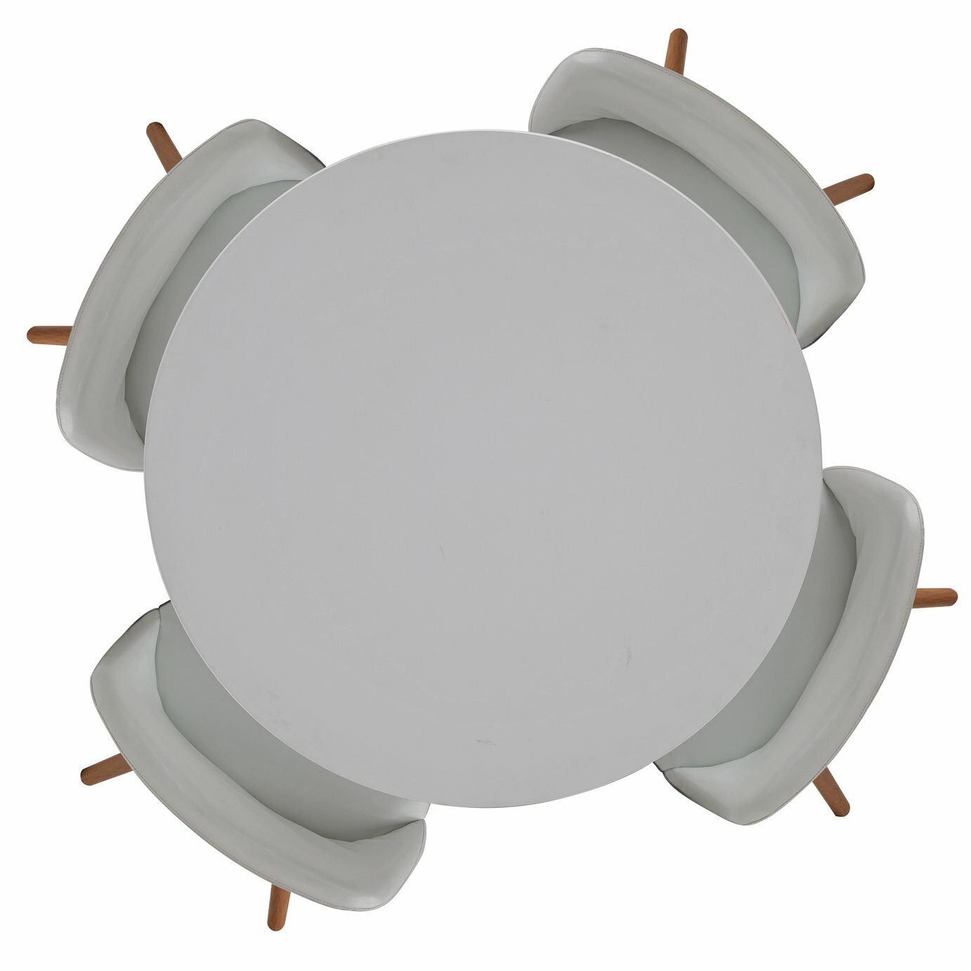 Habitat Quattro Modern Round Dining Table and 4 Chairs in White Faux Leather
