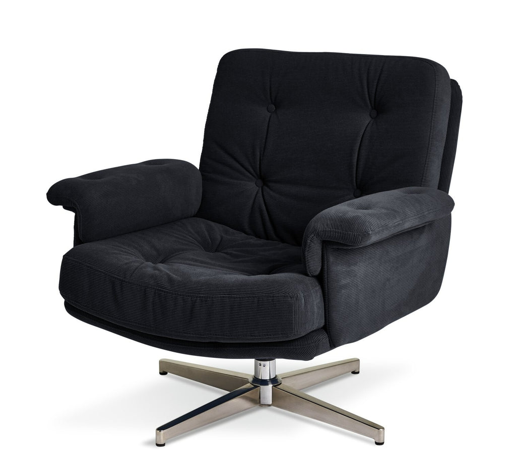 Dawson Fabric Swivel Chair - Charcoal