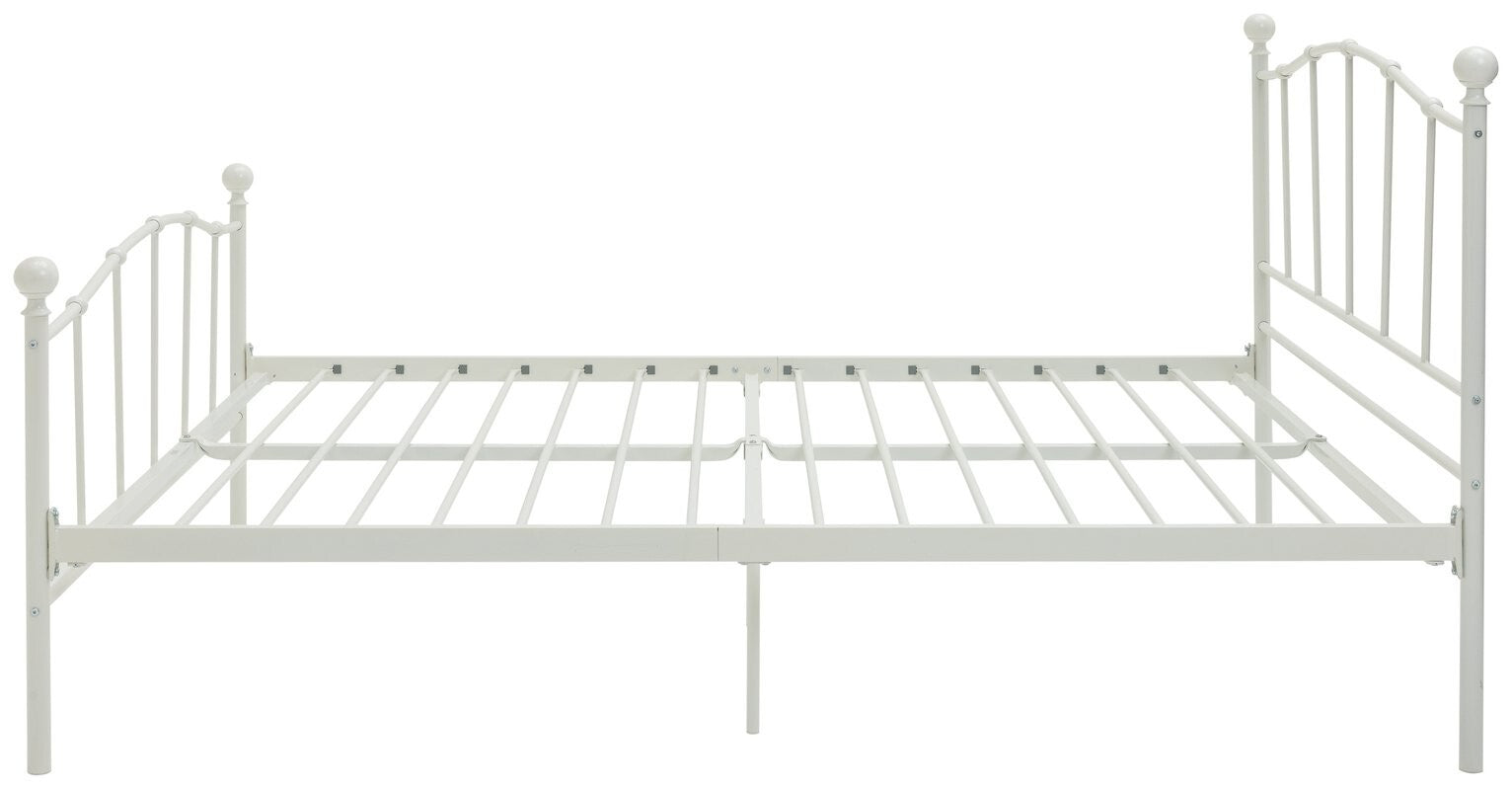 Fleur Small Double Metal Bed Frame - White | Bedroom Furniture for Teen or Guest