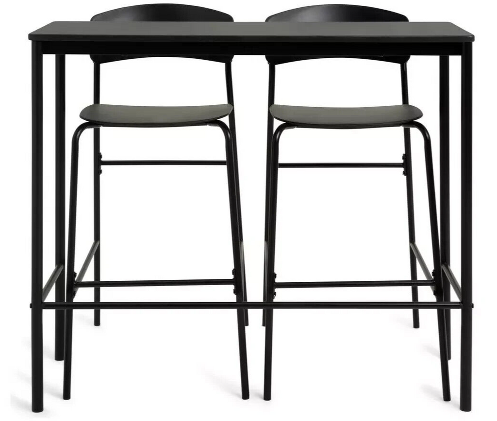 Habitat Stella Metal Bar Table & 2 Black Bar Stools ( B Grade 19540 - 19543 )