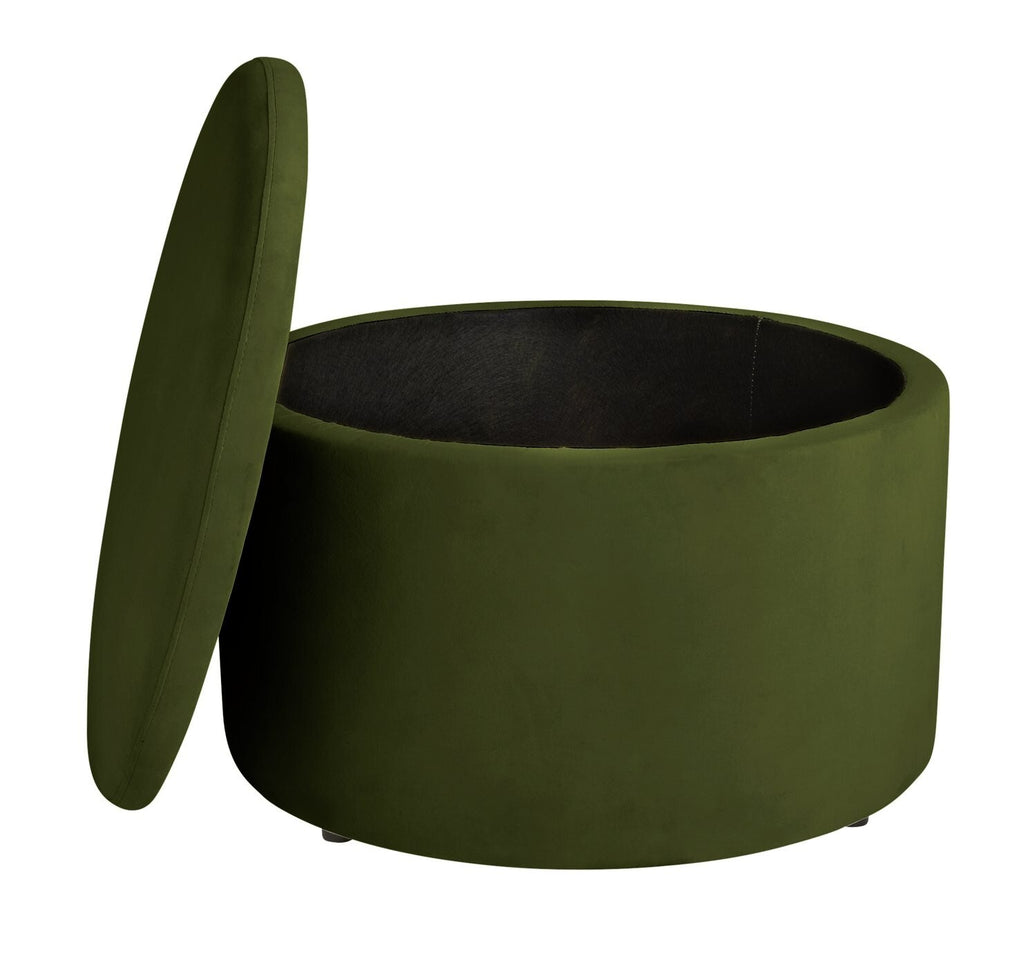 Large Dex Velvet Storage Footstool - Green