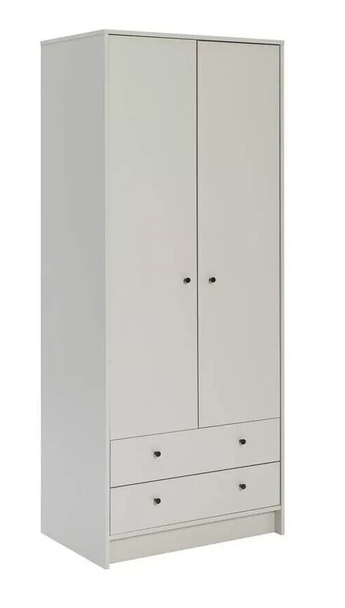 Malibu 2 Door 2 Drawer Wardrobe - Soft Grey