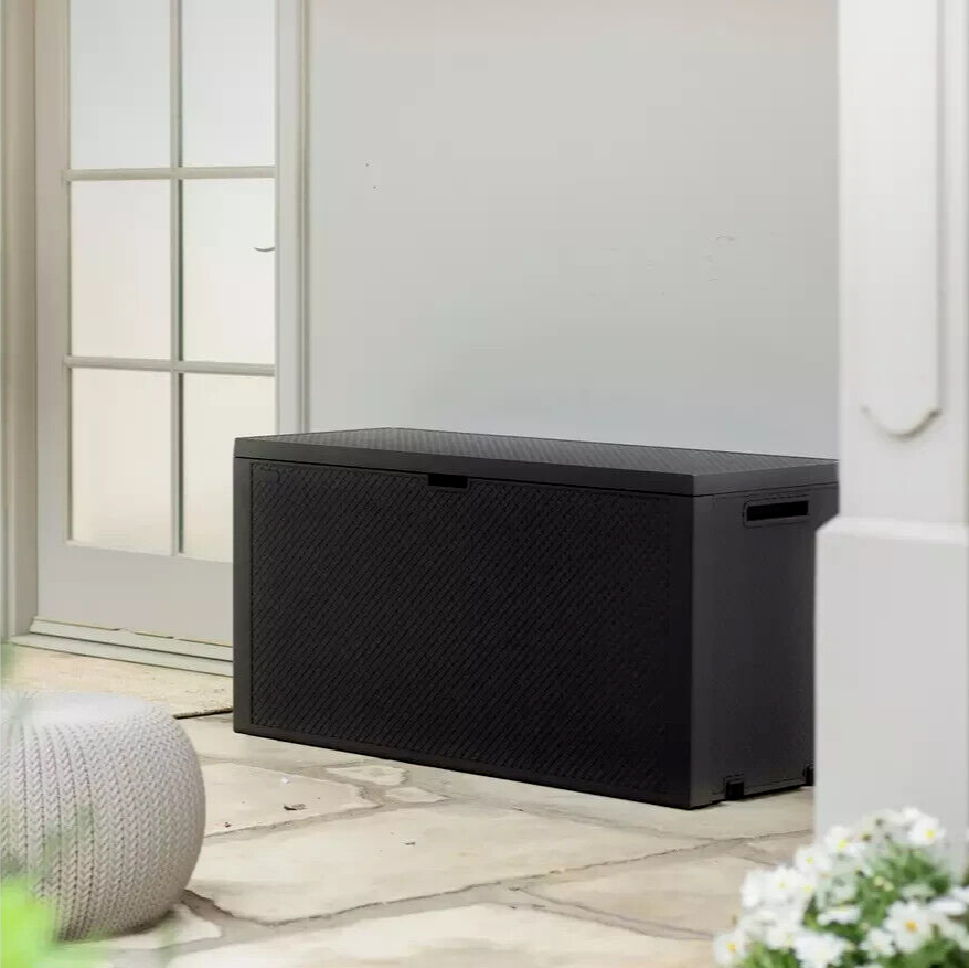 Keter Emily 277L Outdoor Garden Storage Box - Grey | Grey Plastic Storage Chest