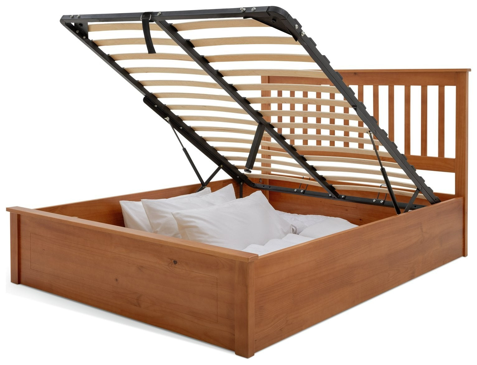 Home Aspley Kingsize Wooden Ottoman - Oak Stain | oak ottoman bed