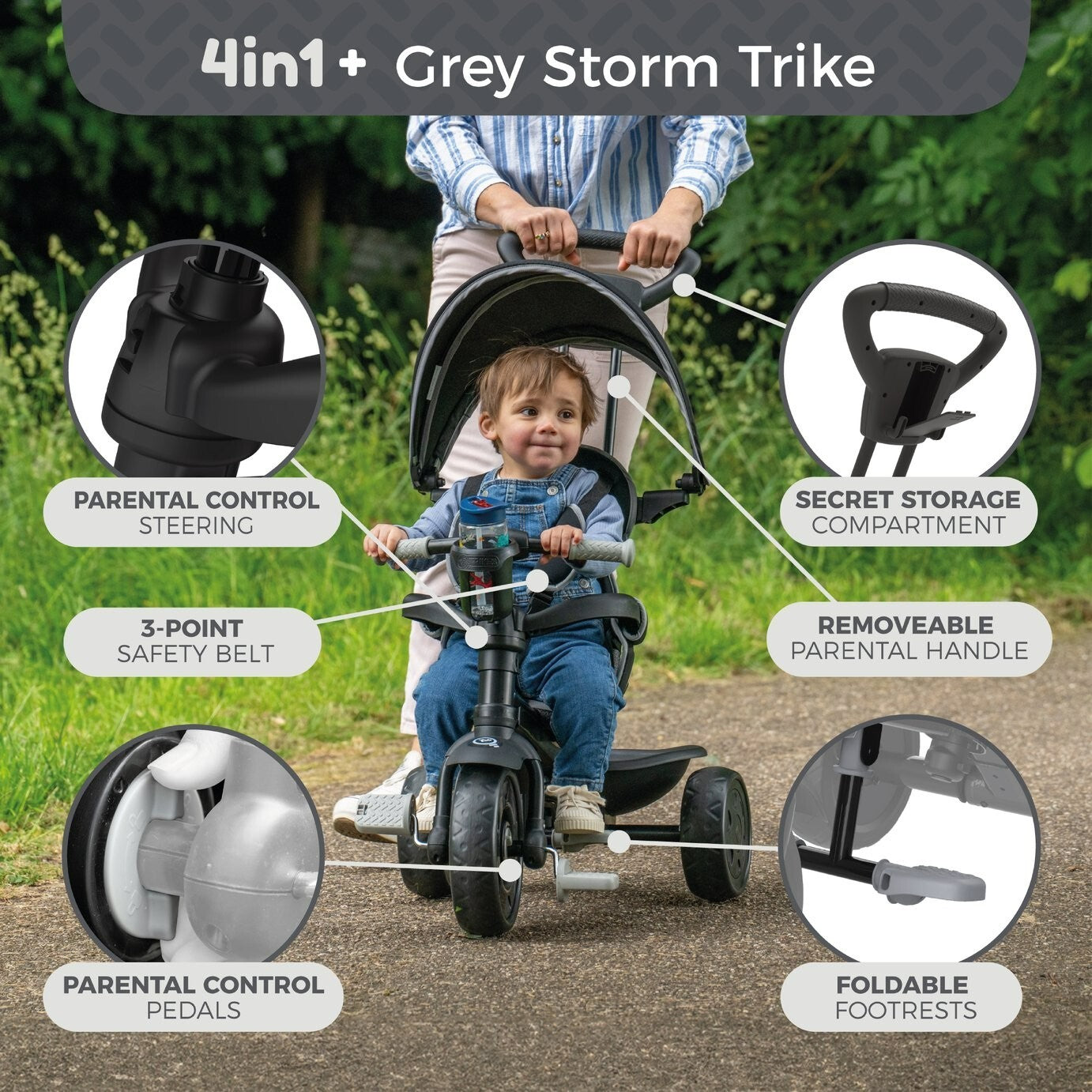 TP Toys 4 in 1 Trike - Grey Storm