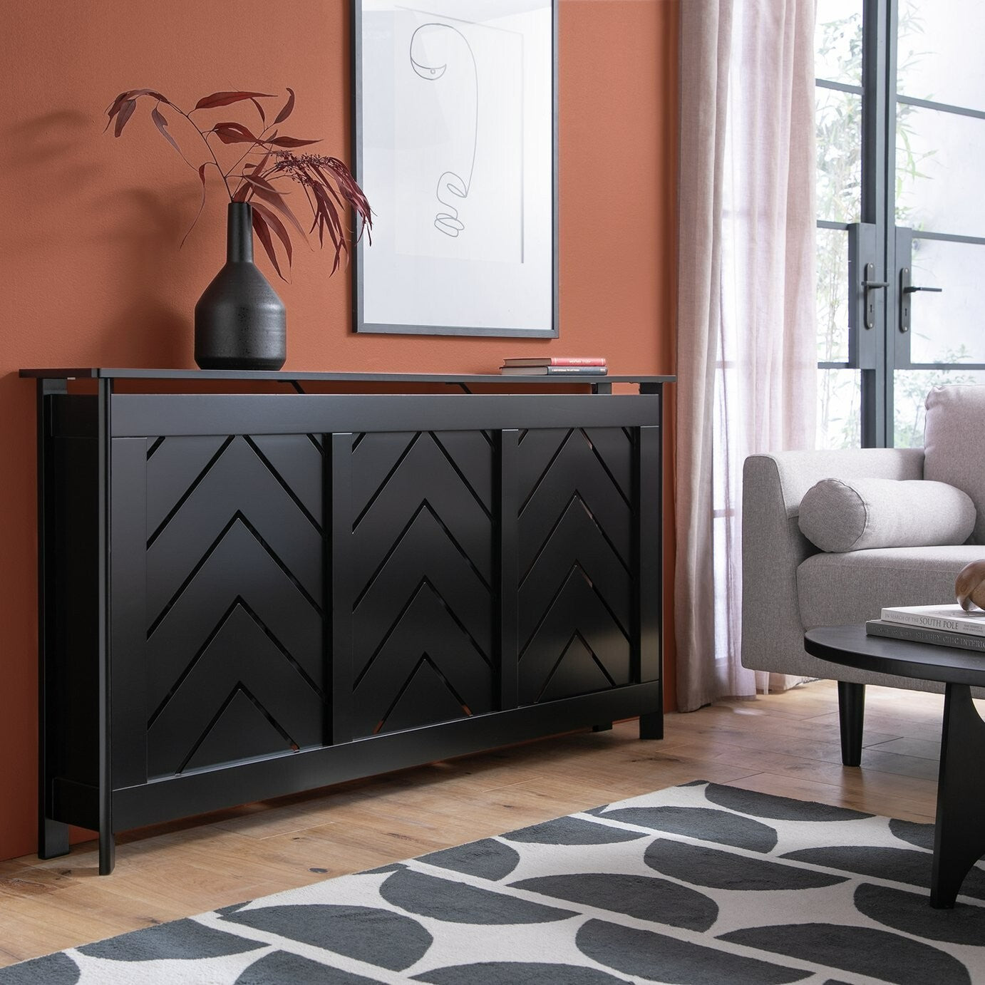 Habitat Chevron Large Radiator Cover - Black