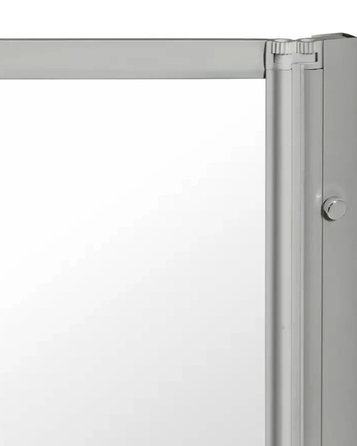 3mm 4 Fold Bath Screen Silver | Folding Shower Screen Toughened Glass Space
