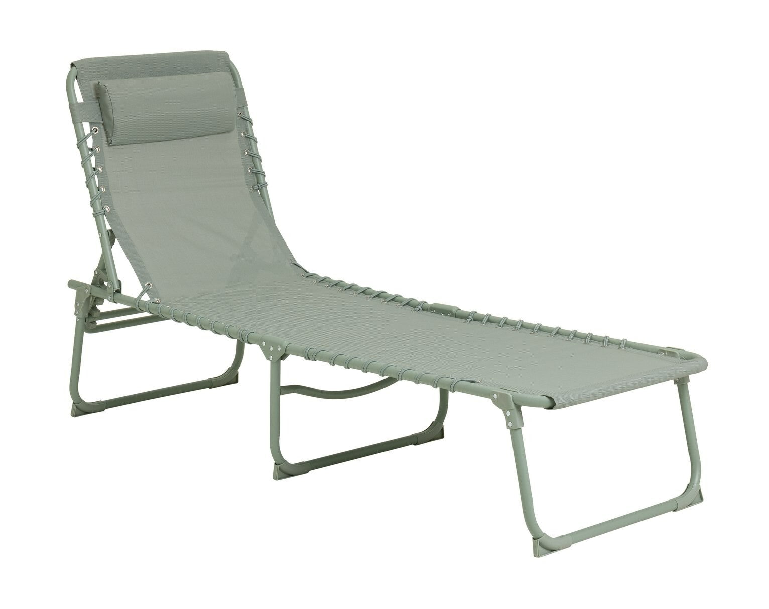 Home Set of 2 Folding Metal Sun Loungers - Green