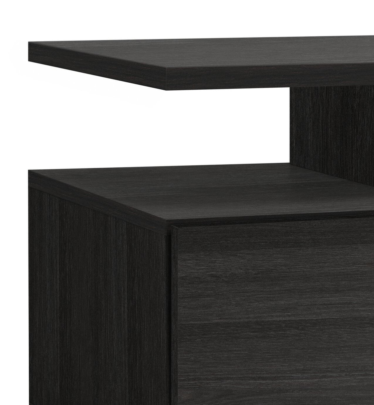 Habitat Floating Top TV Unit - Black & Brown | Media Stand with Storage Shelves