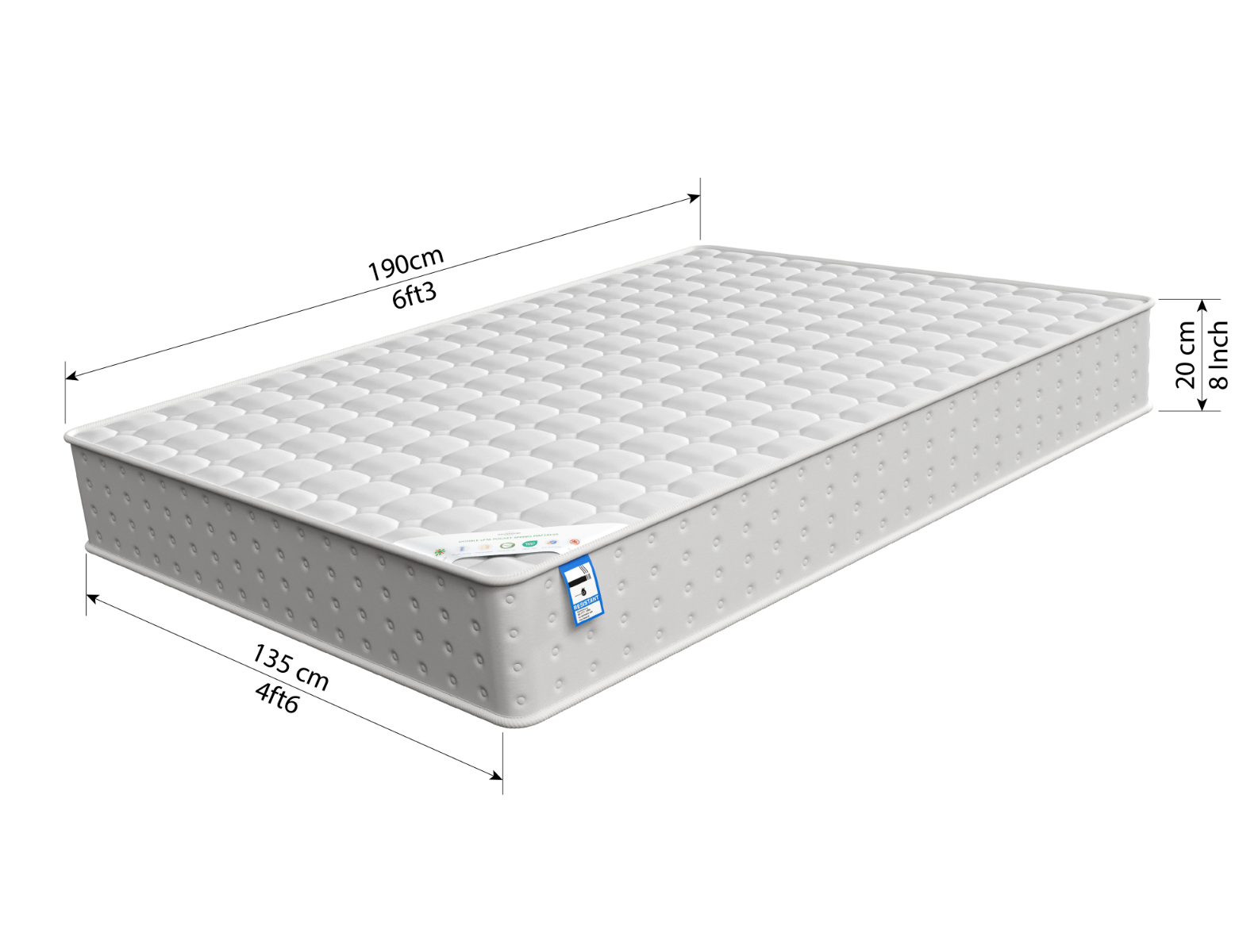 JD Furniture Orthopaedic Double 4FT6 Mattress Pocket Sprung - For Kids & Adults