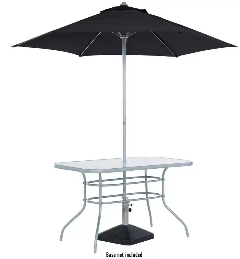 Home Pacific 6 Seater Folding Metal Patio Set - Black | Furniture With Parasol