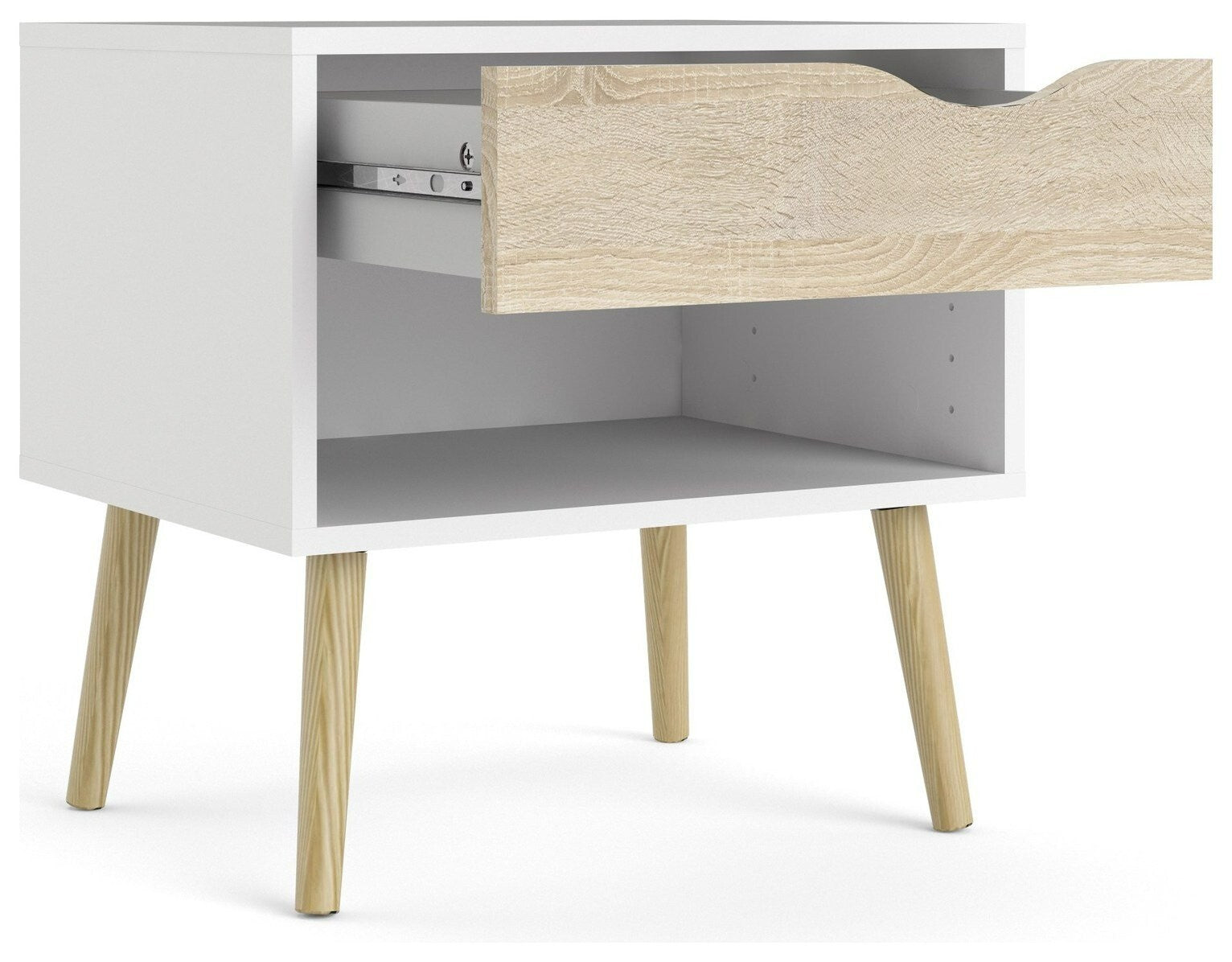 Tvilum 0slo 1 Drawer Bedside Table - White & Oak
