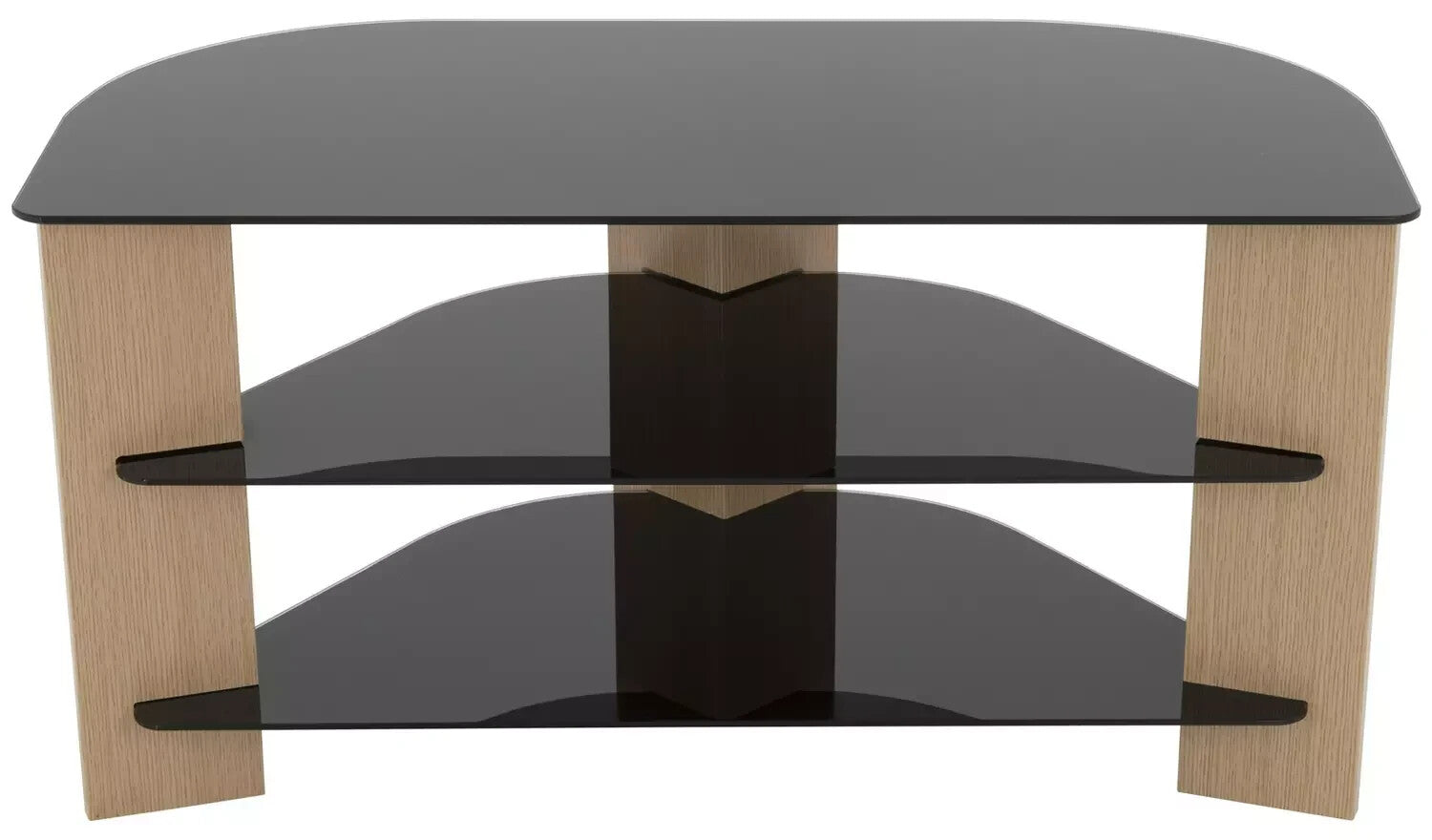 AVF Corner TV Stand With Storage Oak Eff Up to 42 Inch TV Unit Glass Black 90cm