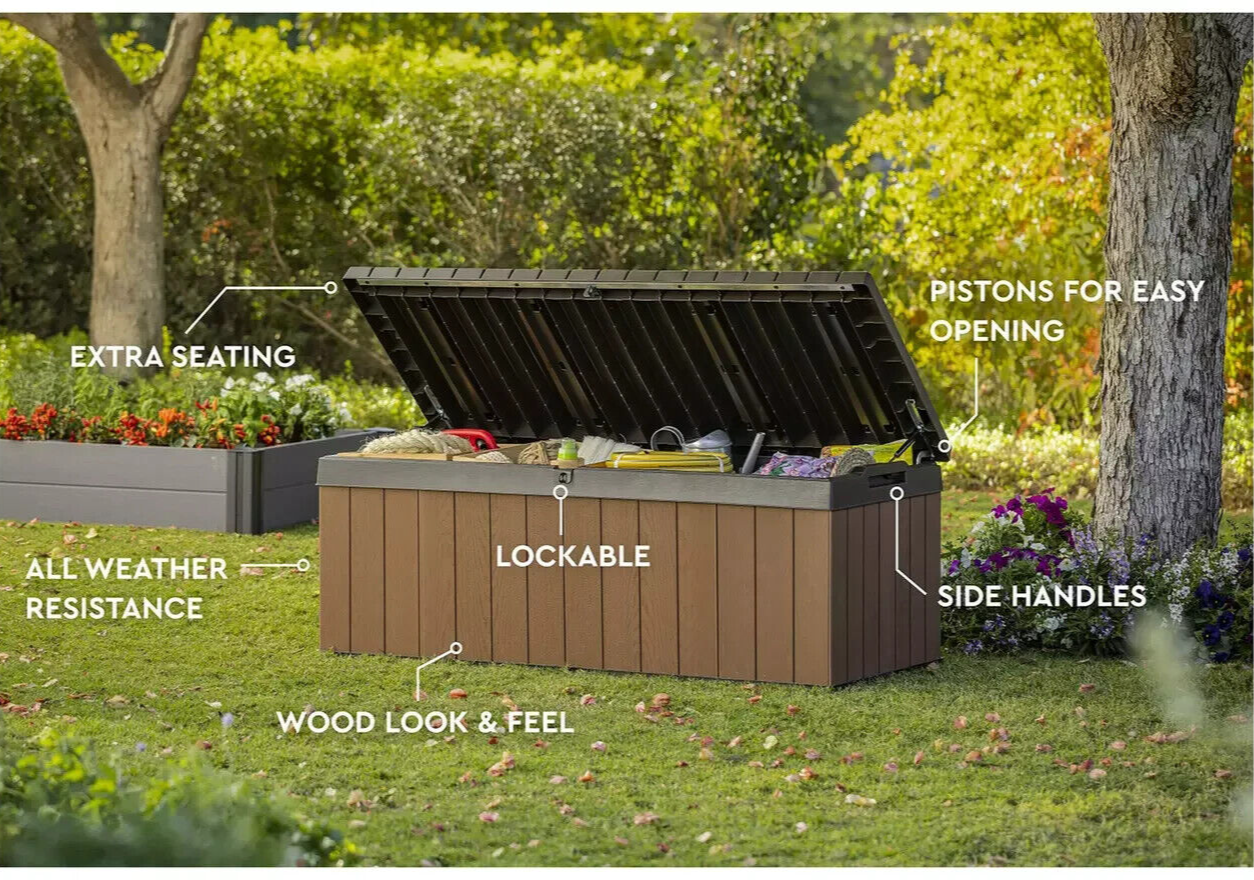 Keter Darwin 380L Outdoor Garden Storage Box - Brown