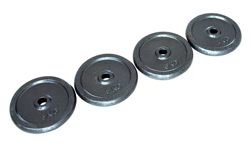 20kg Weight Plates Set For Dumbbells & Barbell 1 Inch (4 x 5kg) Cast Iron Discs
