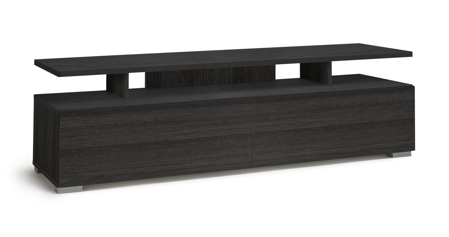 Habitat Floating Top TV Unit - Black & Brown | Media Stand with Storage Shelves