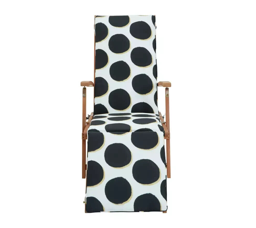 Folding Wooden Sun Lounger - Black & White