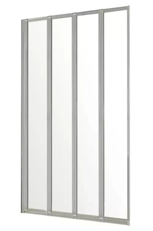 3mm 4 Fold Bath Screen Silver | Folding Shower Screen Toughened Glass Space