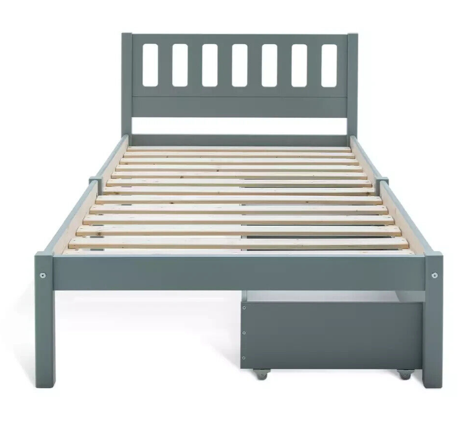 Habitat Ronnie Single Bed Frame and Drawer - Duck Egg Blue | Storage For Bedroom