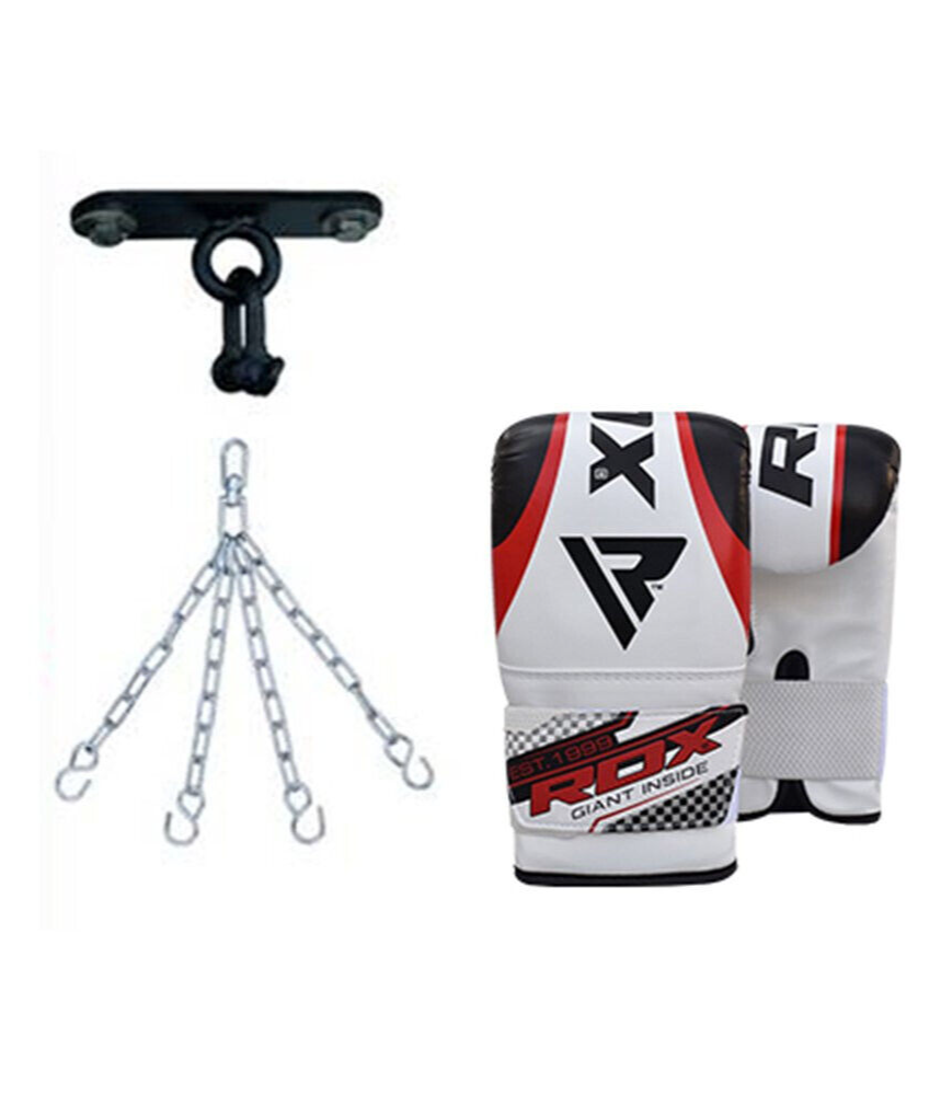 4ft Punchbag with Gloves Chains and Bracket | Boxing Training Set for Home Gym