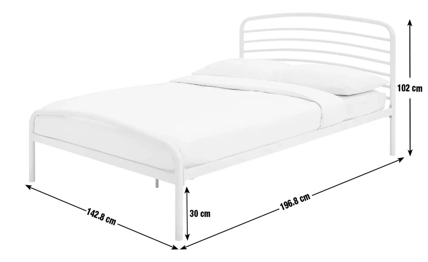 Jubilee Double Metal Bed Frame - Off White