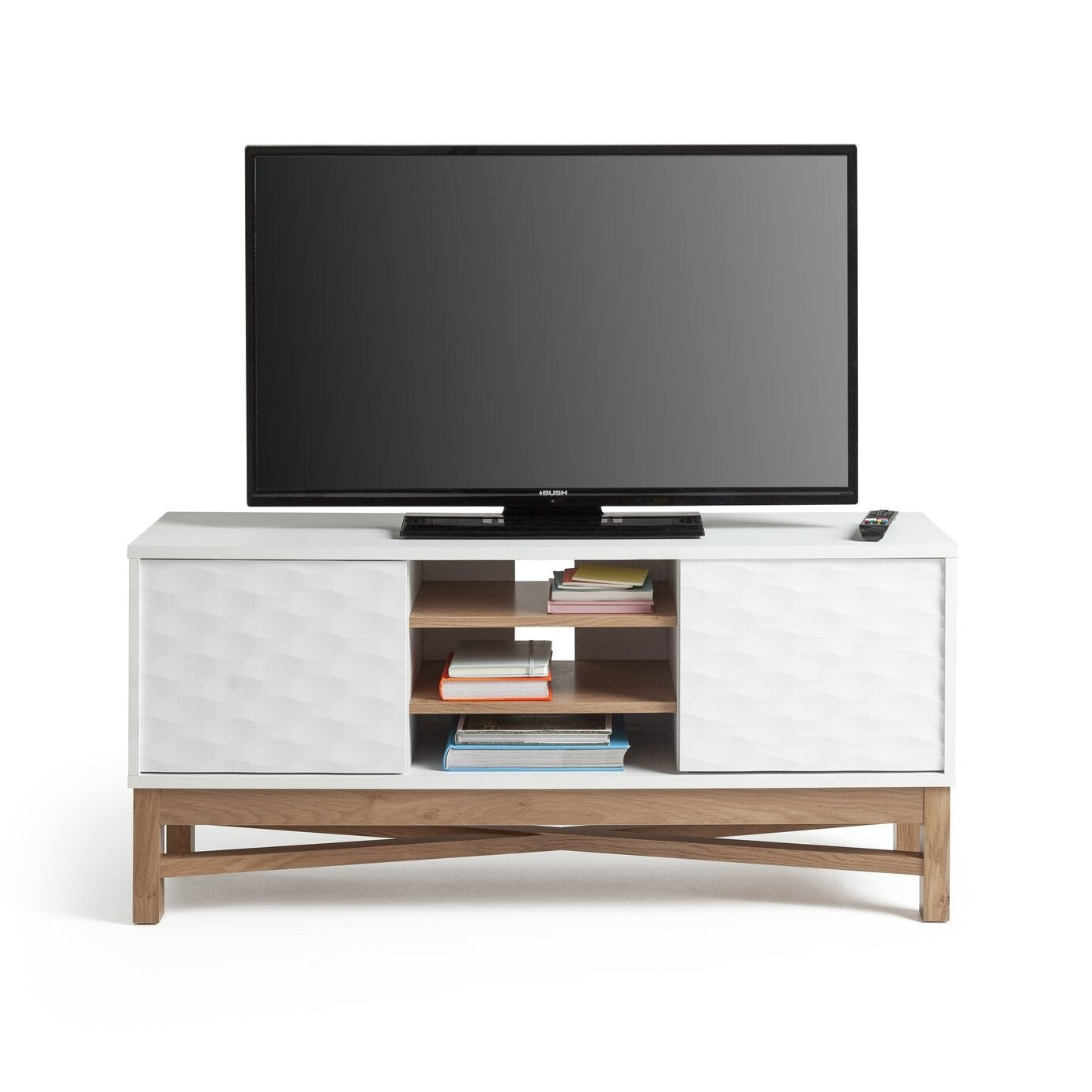 Habitat Zander Textured TV Unit - White & Oak Effect