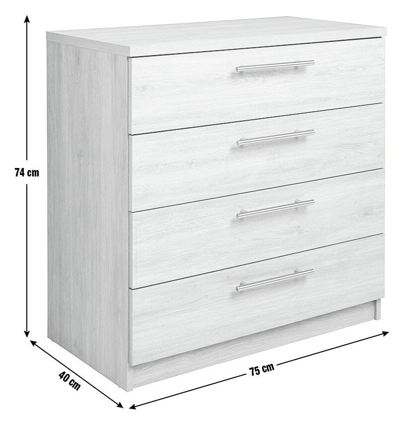 Home Brisbane 4 Drawer Chest Oak | Dresser for Bedroom Living Room ( B Grade )