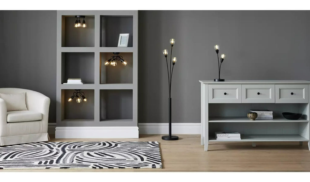 Curico 3 Light Floor Lamp - Matt Black