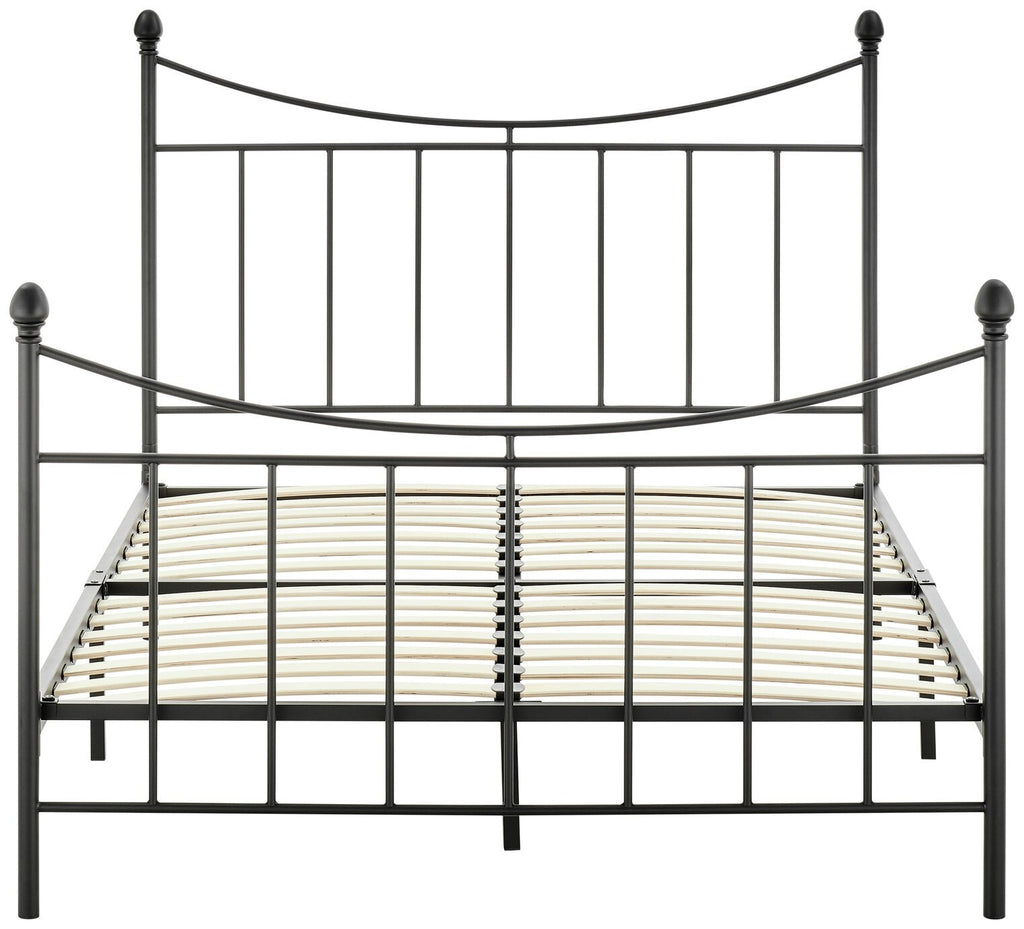 Clara Kingsize Metal Bed Frame Black | Traditional Metal Bed with Sprung Slats