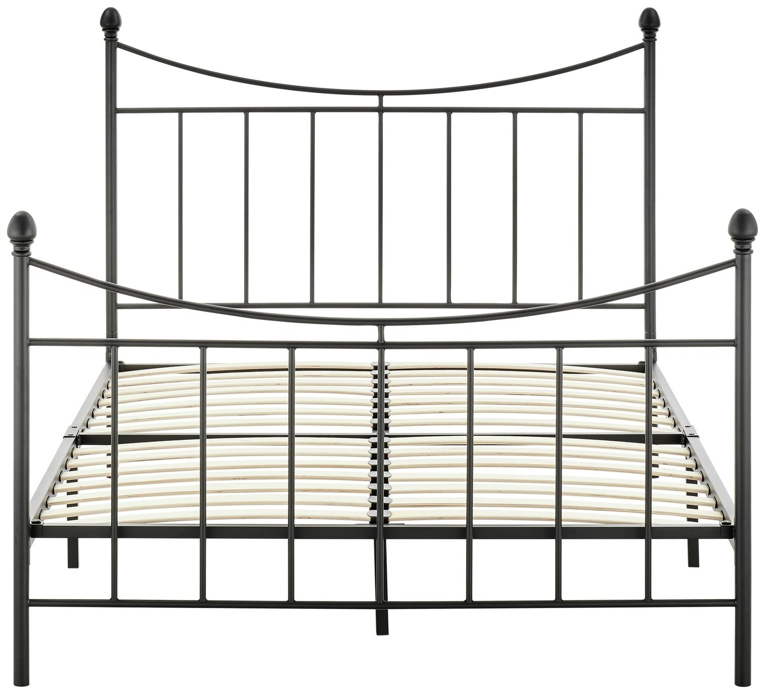 Clara Kingsize Metal Bed Frame Black | Traditional Metal Bed with Sprung Slats